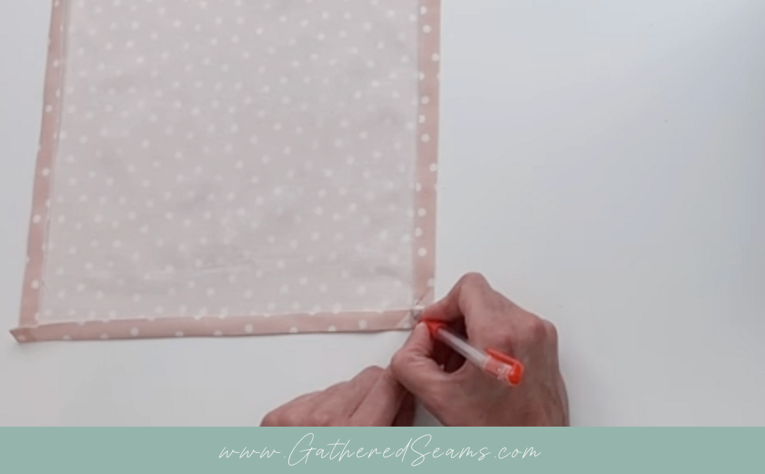 hot pad mitered hem step 3b