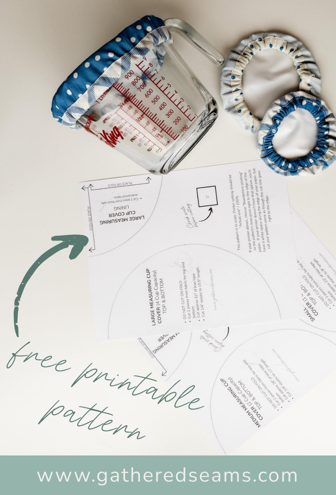 Free printable pattern for measuring cup covers