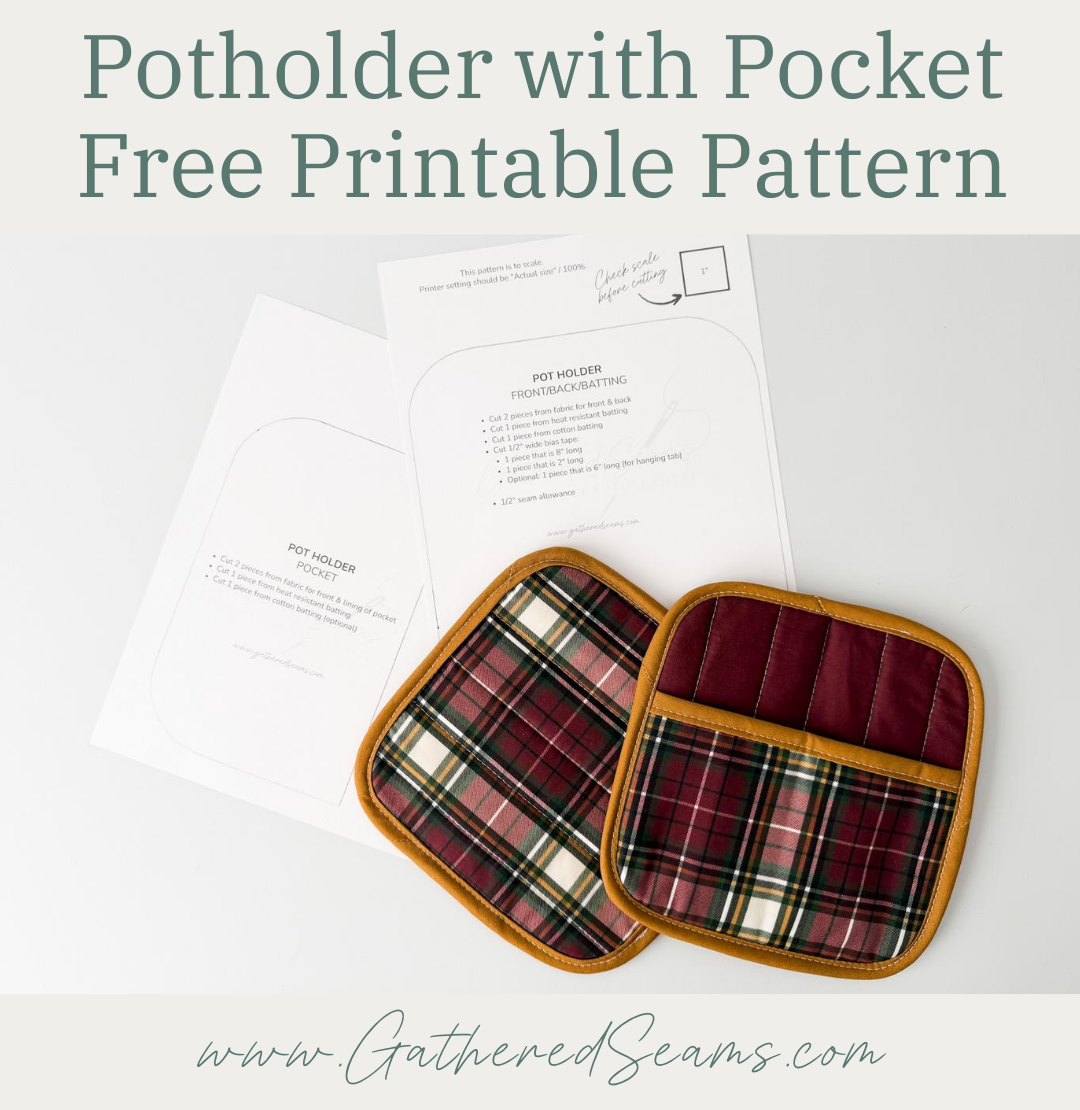 How To Sew a Square Potholder with a Pocket - Free Pattern