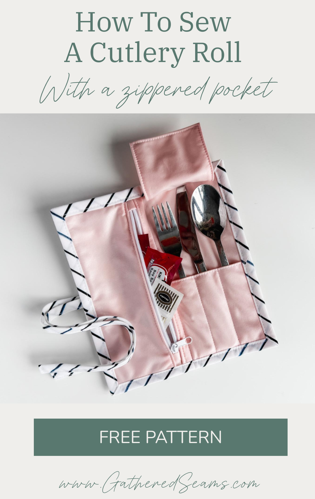 How to sew a cutlery roll | free printable pattern