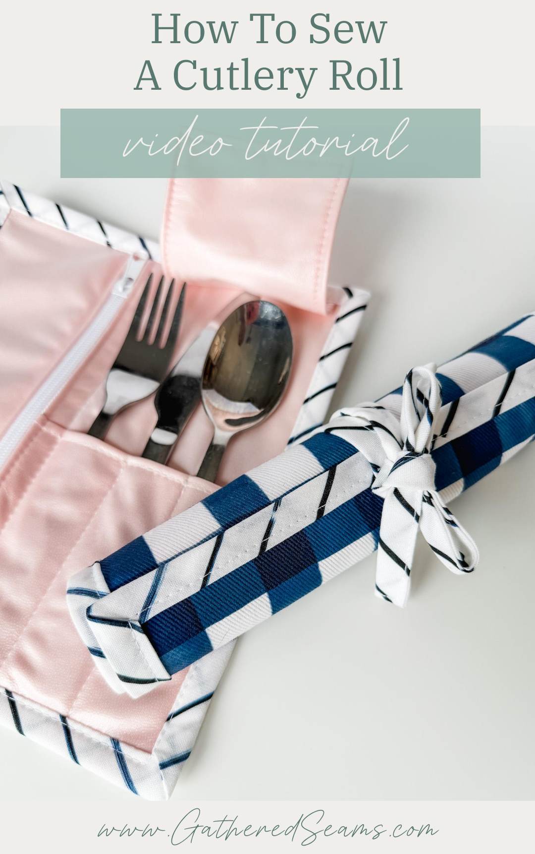 How to sew a cutlery roll | free printable pattern