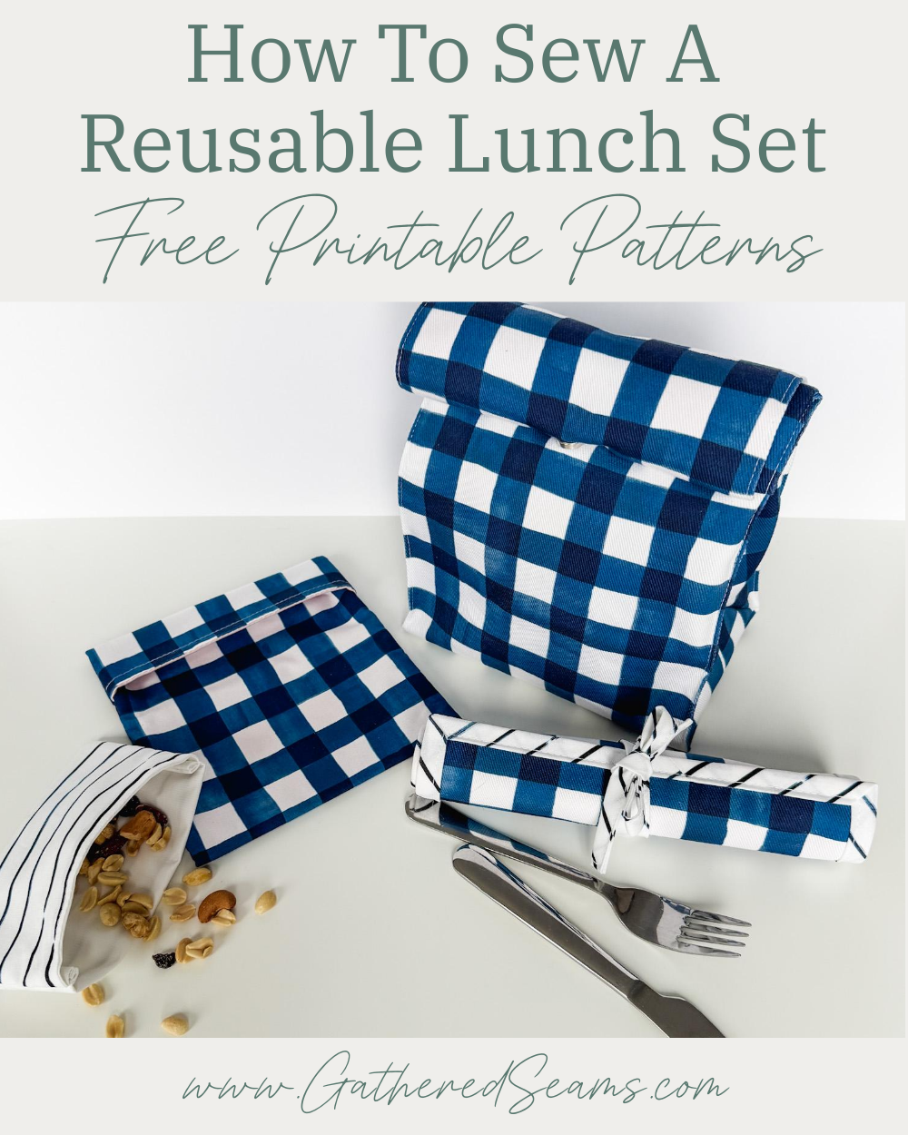 Free printable patterns for a reusable lunch set