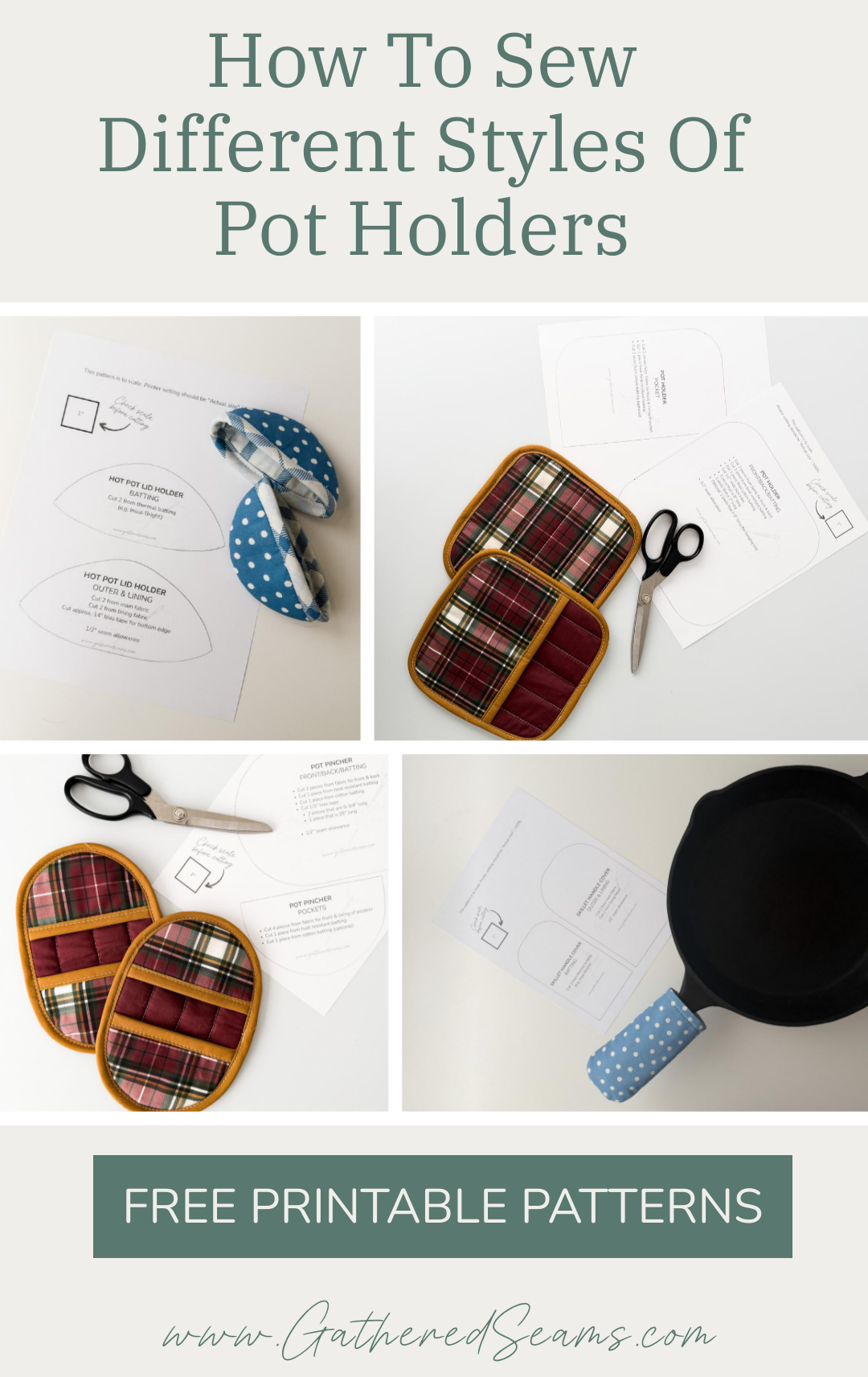 How To Sew Different Styles of Pot Holders | Free Patterns