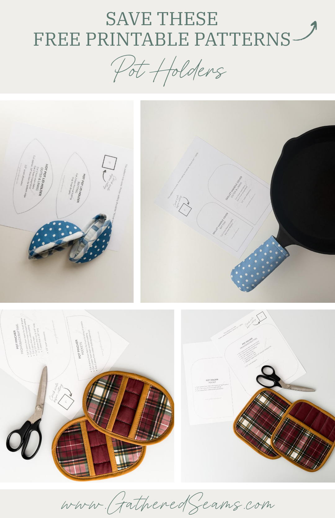 How To Sew Different Styles of Pot Holders | Free Patterns