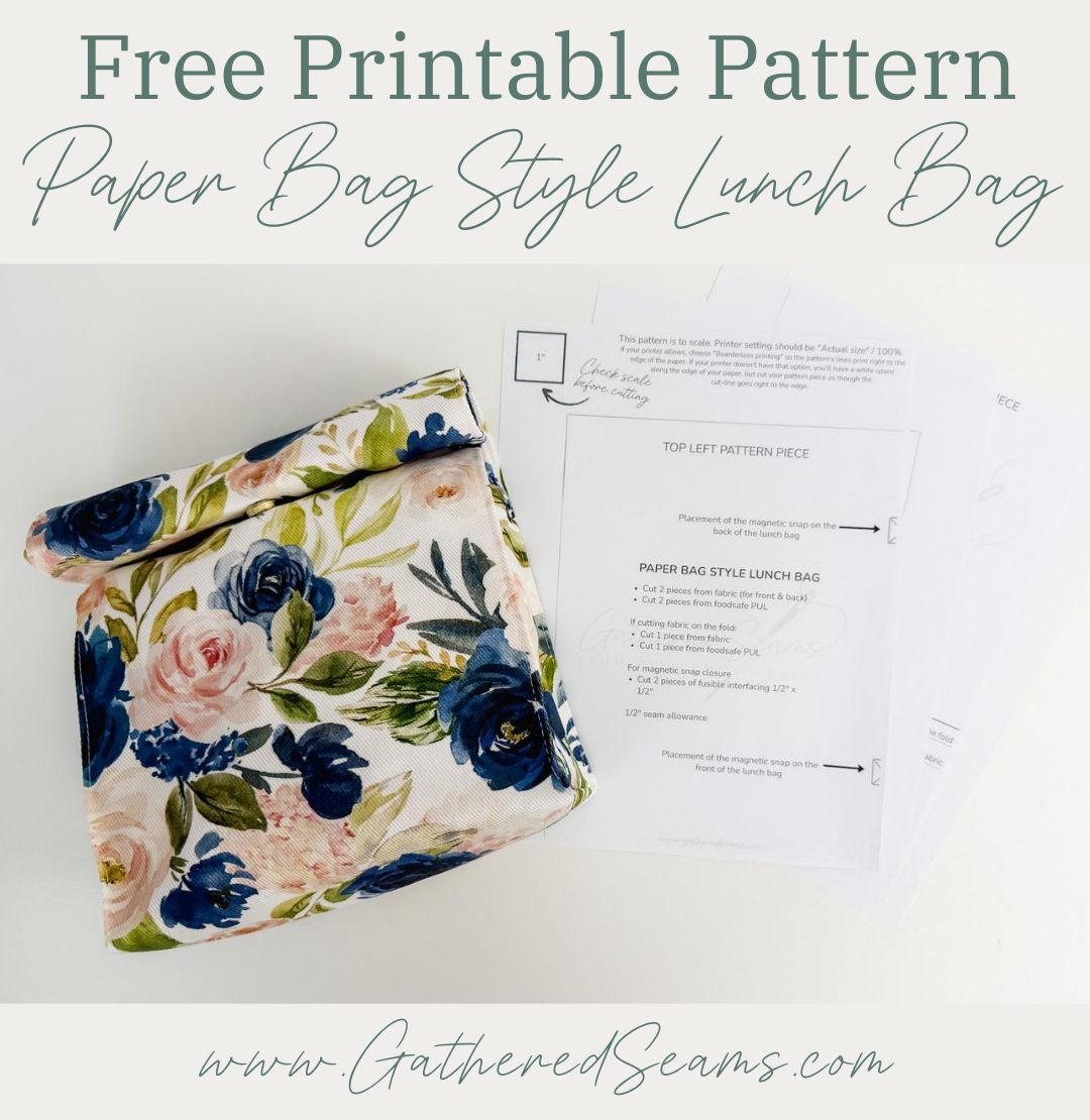 How To Sew a Paper Bag Style Lunch Bag | Free Pattern