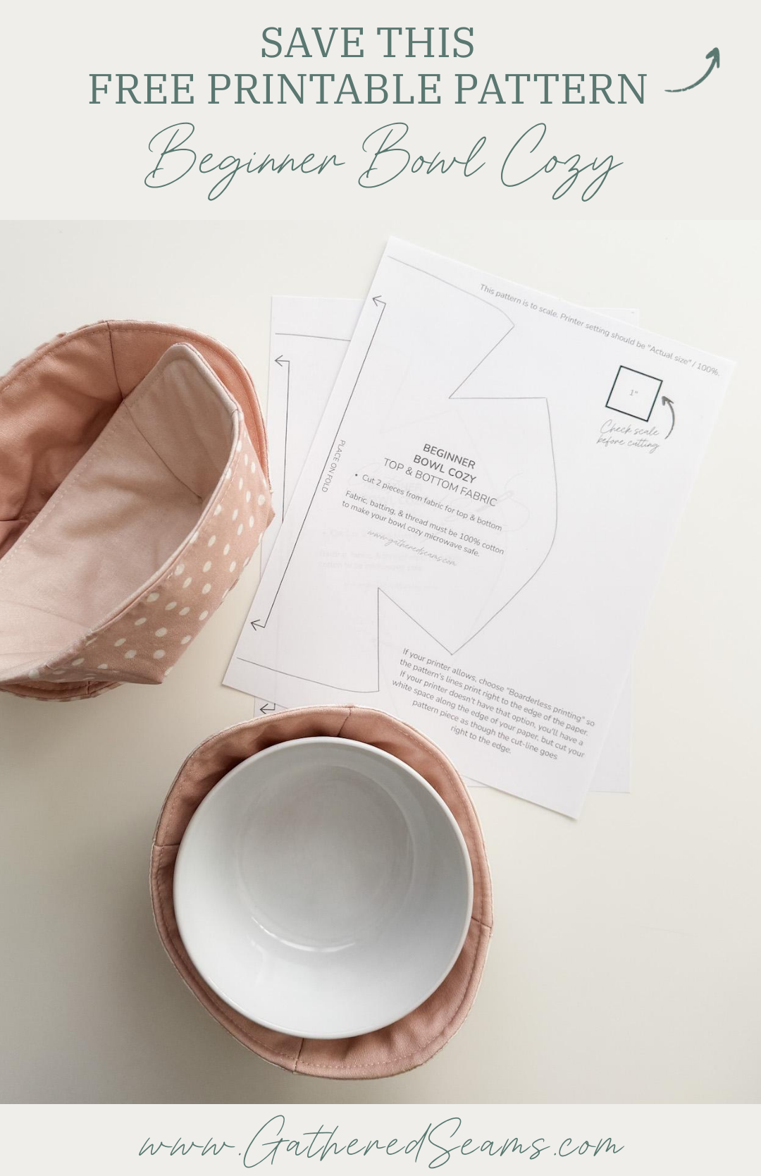 How To Sew A Beginner Bowl Cozy | Free Printable Pattern