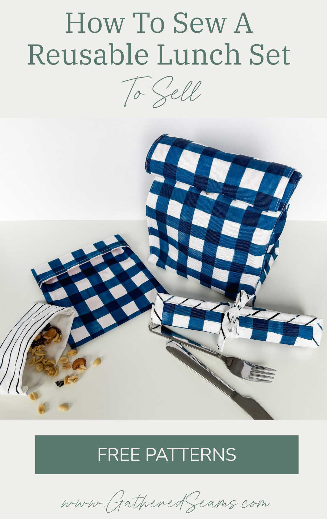 Free printable patterns for a reusable lunch set