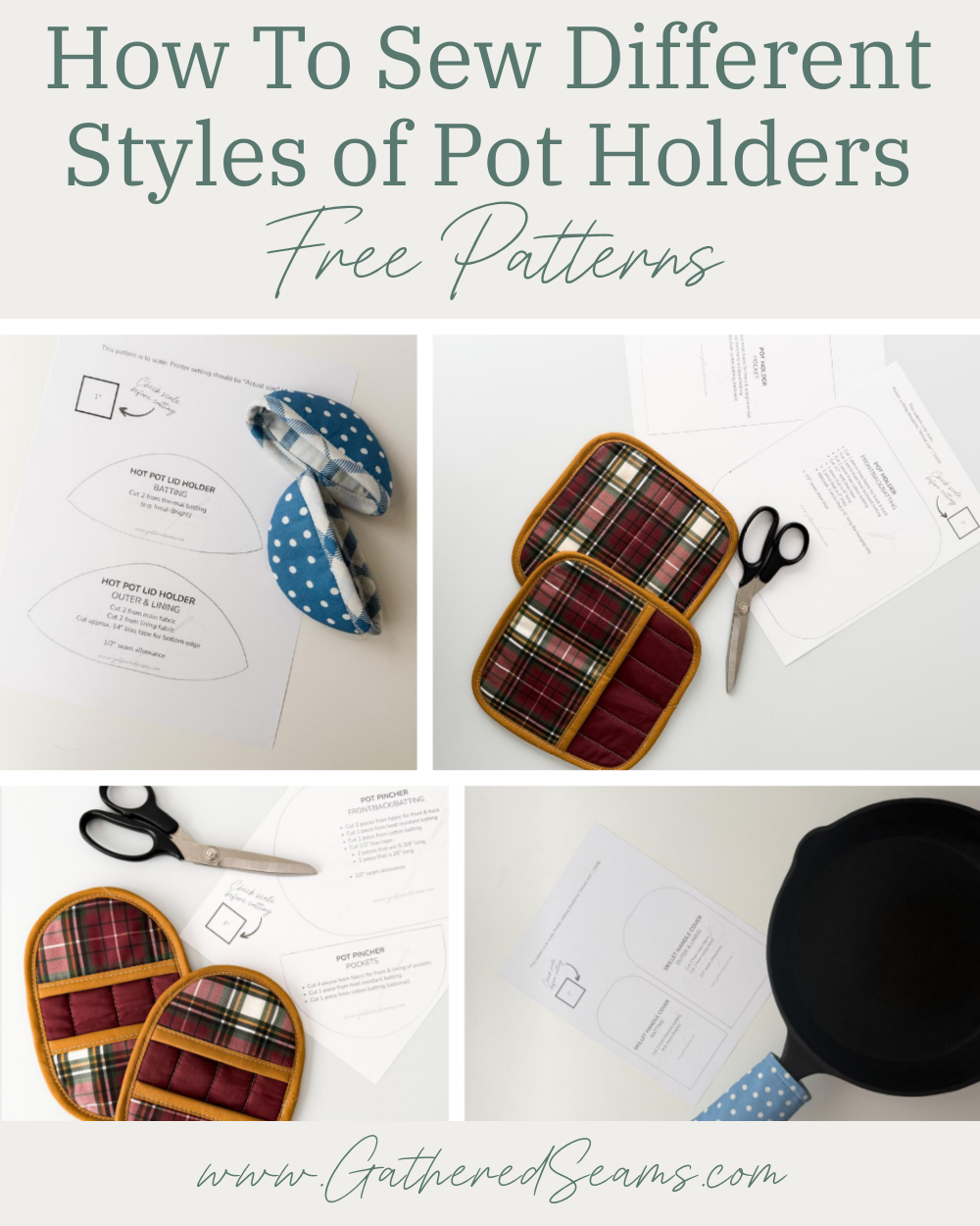 How To Sew Different Styles of Pot Holders | Free Patterns