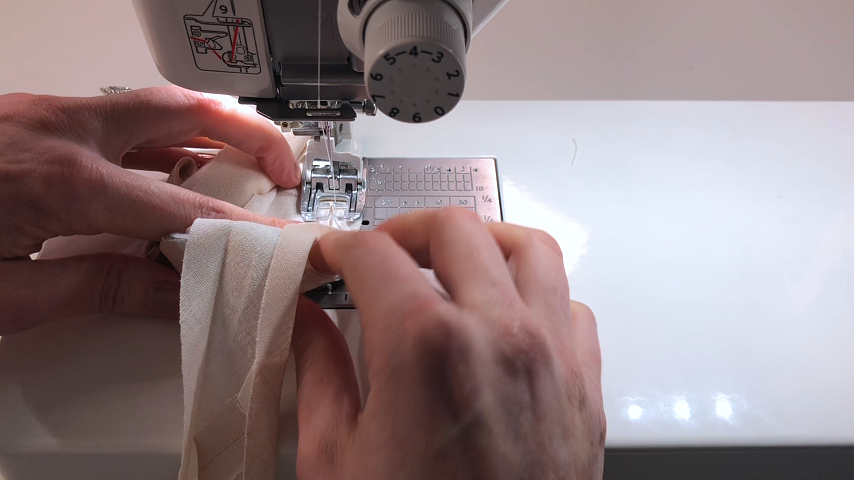 sewing bias tape on inside