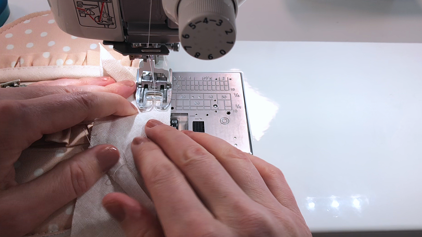 sewing first side of bias tape