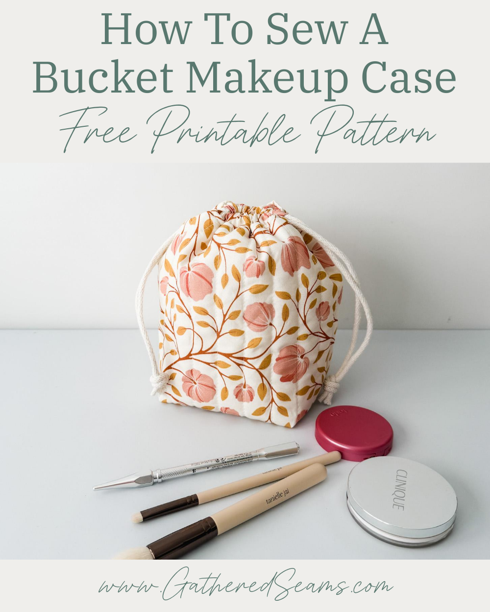 How to sew a bucket makeup case | free printable pattern