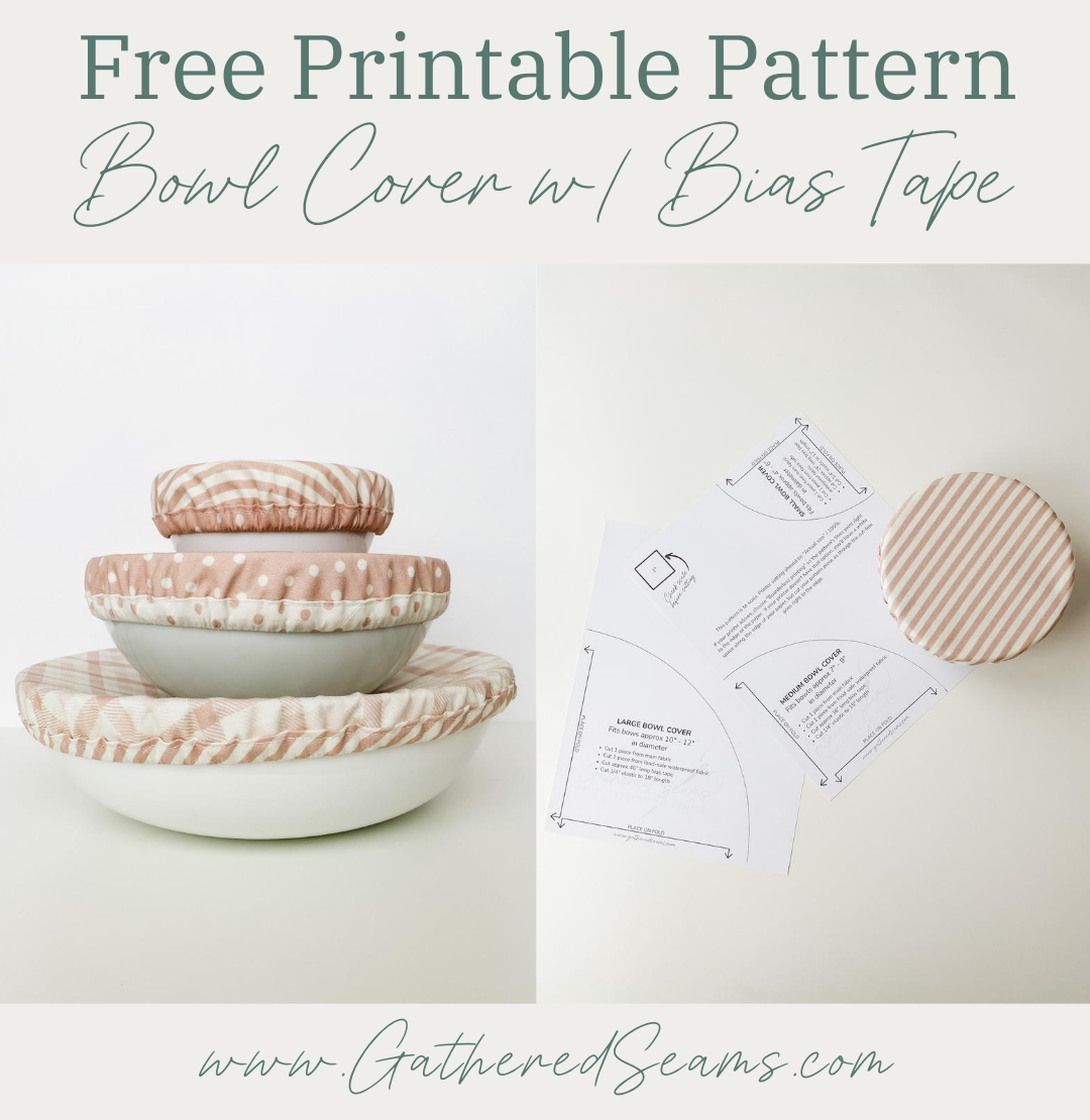 Free printable patterns for bowl covers with bias tape