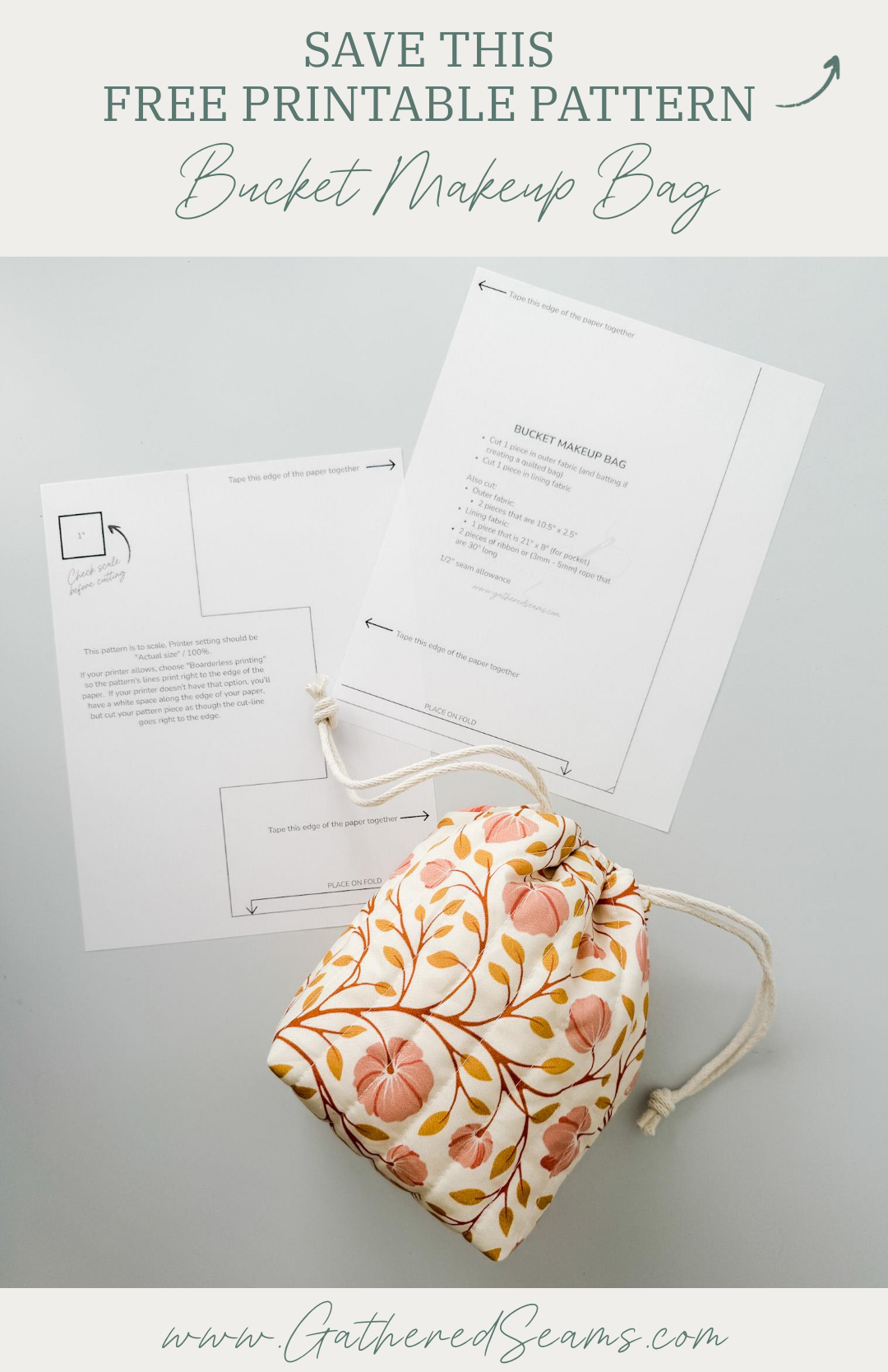 How to sew a bucket makeup case | free printable pattern